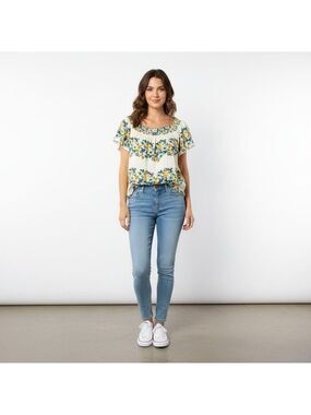 Old Navy white floral off the shoulder, bohemian cottage core summer top large
